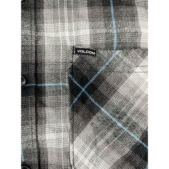 Men’s Volcom XL Black/Grey Plaid Flannel Button-Down Shirt – Excellent Condition - Picture 4 of 10